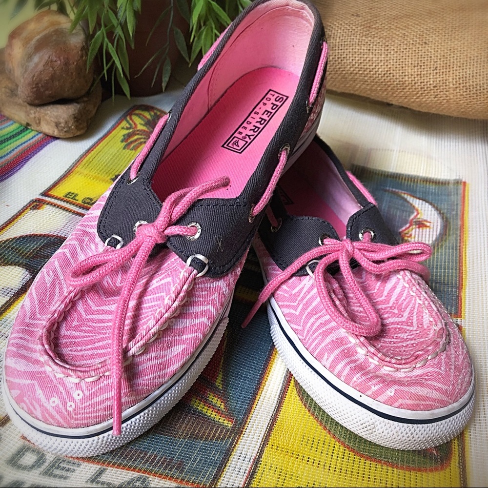 Sperry Top-Sider pink zebra sequin boat shoes